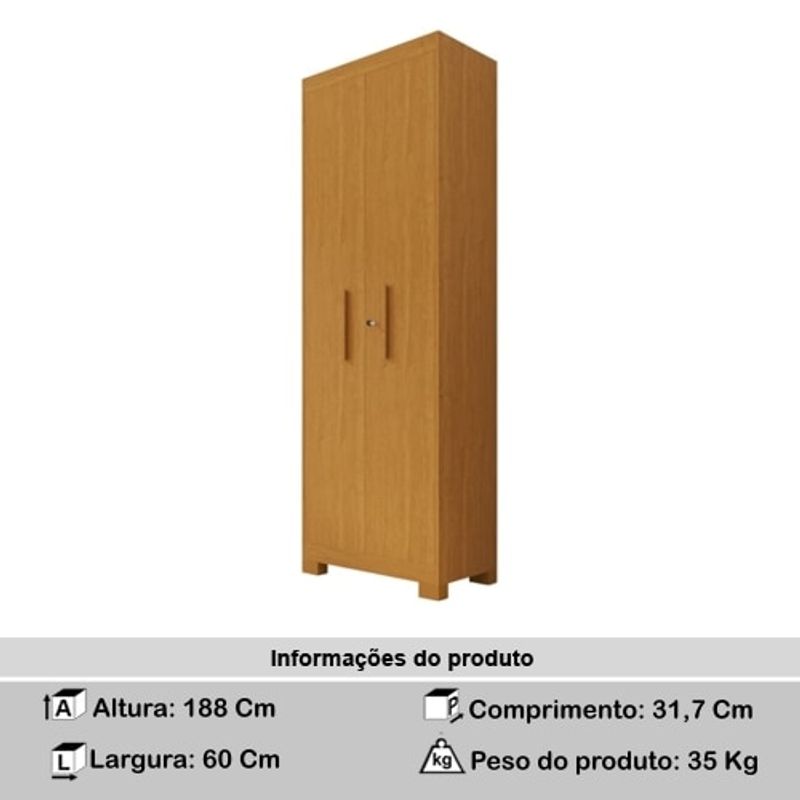Armário Multiuso ACP Iris Plus 2 Portas 5 Prateleiras em MDF Cinamomo