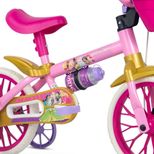 Bicicleta Infantil Nathor Princesas R12 Aro 12 com Rodinhas Branco Rosa e Dourado