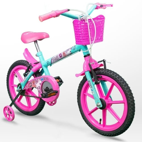 Bicicleta Infantil Track Bike Pinky AP Aro 16 com Rodinhas Azul Rosa