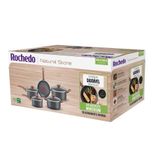 Conjunto de Panelas Rochedo Natural Stone com 5 Peças em Alumínio Cinza