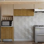Cozinha Compacta Kits Paraná Urbane 9 Portas em MDP Freijo Vanilla CP Riparo Freijo