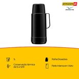 Garrafa Térmica GLT Rolha 1 Litro Preta Invicta