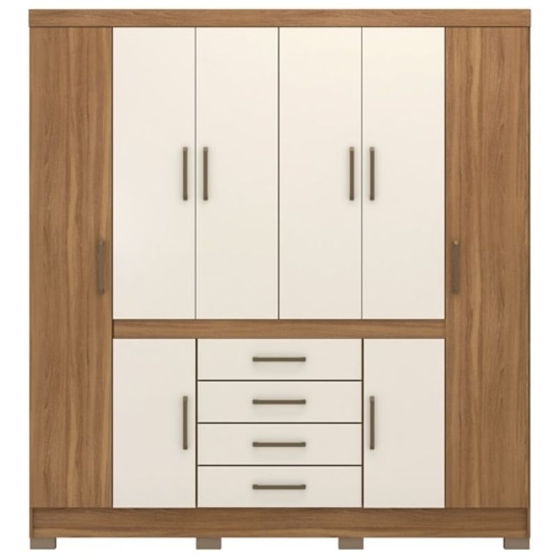 Guarda-roupa Demobile New Realce 8 Portas 4 Gavetas em MDP Amendola Off White