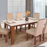 Mesa de Cozinha Moveis São Carlos Austria com Tampo em MDF Naturalle Off White