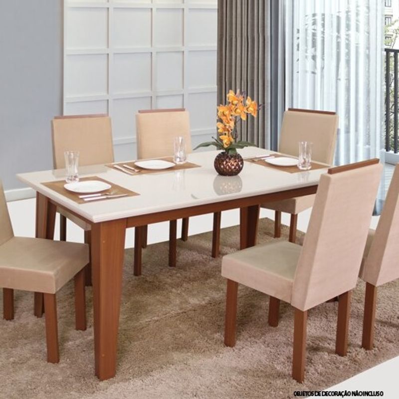 Mesa de Cozinha Moveis São Carlos Austria com Tampo em MDF Naturalle Off White
