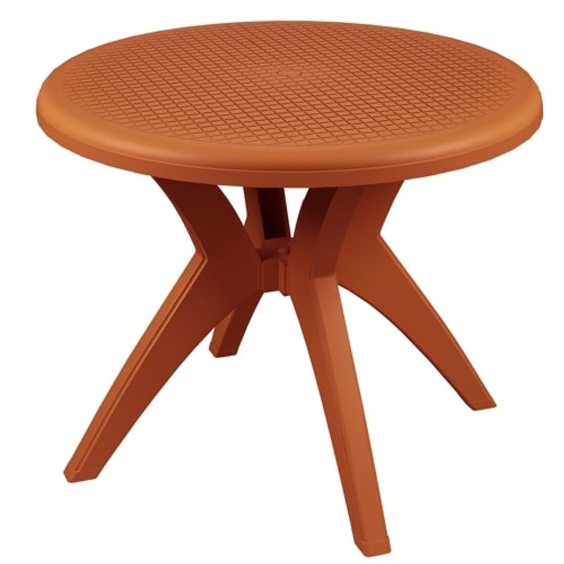 Mesa para Área Externa Forte Plástico Deluxe Redonda TerraCota