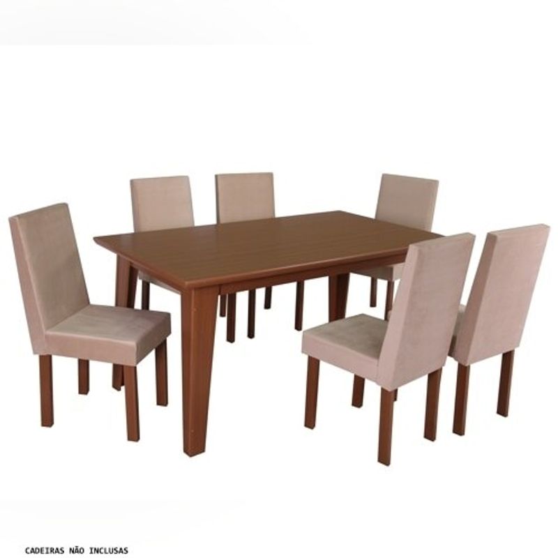 Mesa Sala de Jantar Moveis São Carlos Austria com Tampo de MDF Naturalle