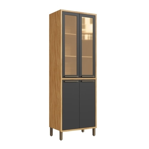 Paneleiro Rio Doce Reflecta Syrah 4 Portas em MDF Amêndoa Chumbo