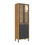 Paneleiro Rio Doce Reflecta Syrah 4 Portas em MDF Amêndoa Chumbo