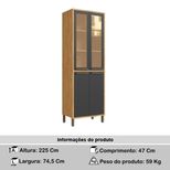 Paneleiro Rio Doce Reflecta Syrah 4 Portas em MDF Amêndoa Chumbo