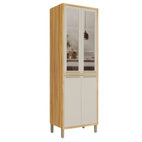 Paneleiro Rio Doce Reflecta Syrah 4 Portas em MDF Amêndoa Off White