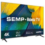 Smart TV 55" LED 4K SEMP TCL Roku RK8600 4 HDMI, 1 USB