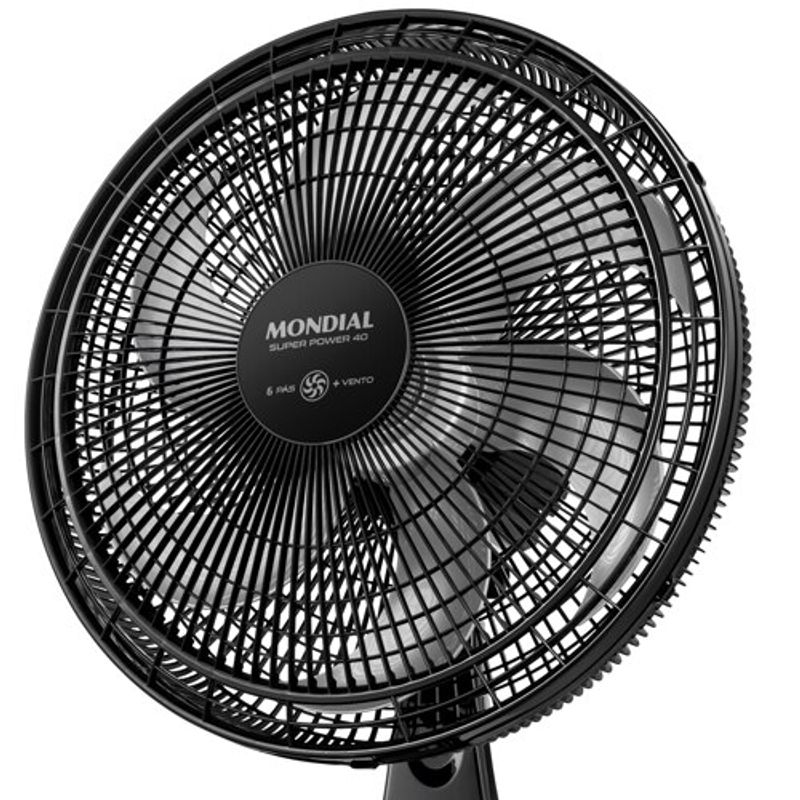Ventilador de Coluna Mondial VSP 40C NB 40cm 6 Pás 3 Velocidades Preto Prata